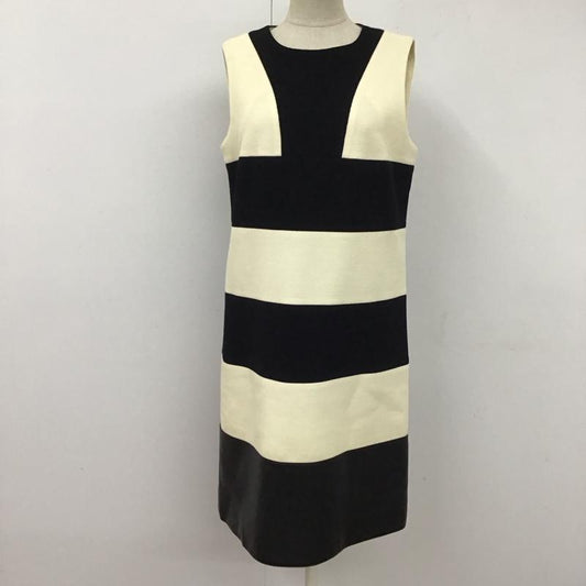 ピエール カルダン pierre cardin ワンピース ひざ丈スカート ノースリーブワンピース ロングワンピース タイトワンピース ボーダー 38 ボーダー柄 白 / ホワイト / X 黒 / ブラック /  レディース USED 古着 中古 10122446