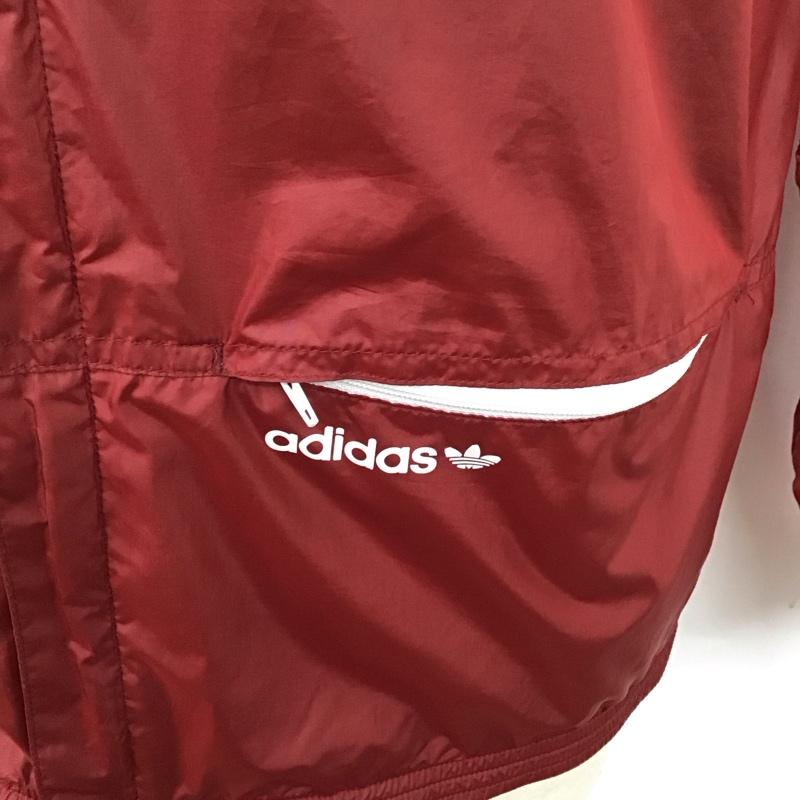 アディダス adidas ジャケット、上着 ジャンパー、ブルゾン ジップアップジャケット ナイロンジャケット アウター ロゴ、文字 赤 / レッド /  メンズ USED 古着 中古 10125006