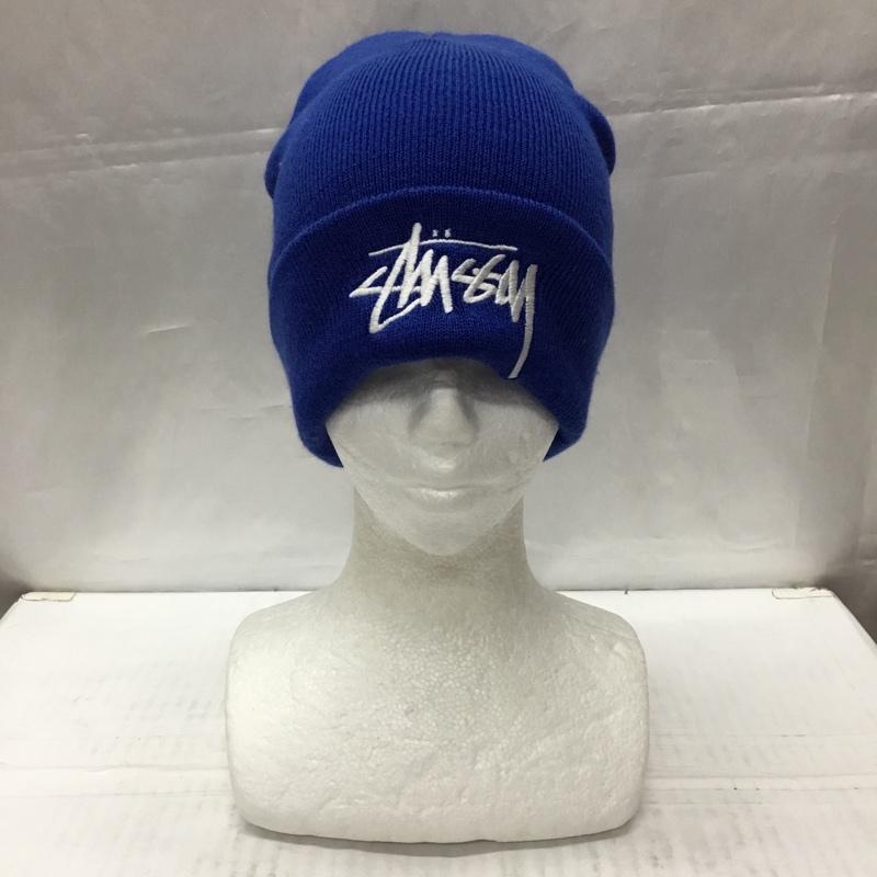 ステューシー STUSSY 帽子 ニット帽 ビーニー ロゴ、文字 青 / ブルー /  メンズ USED 古着 中古 10108900