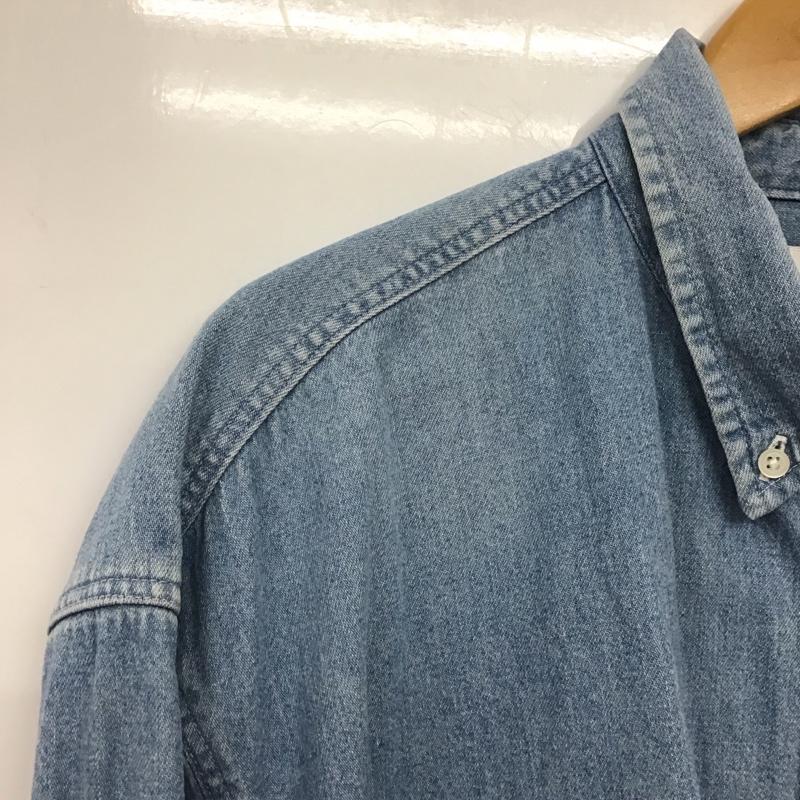 ストレイト STRAIIIGHT シャツ、ブラウス 長袖 長袖シャツ デニムシャツ カラーシャツ ボタンダウンシャツ XL ロゴ、文字 インディゴ / インディゴ /  メンズ USED 古着 中古 10142974