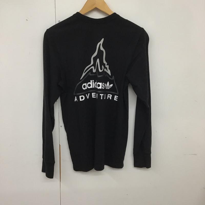 アディダス adidas Tシャツ 長袖 長袖Tシャツ プリントTシャツ 長袖カットソー ロゴ、文字 黒 / ブラック /  メンズ USED 古着 中古 10140135