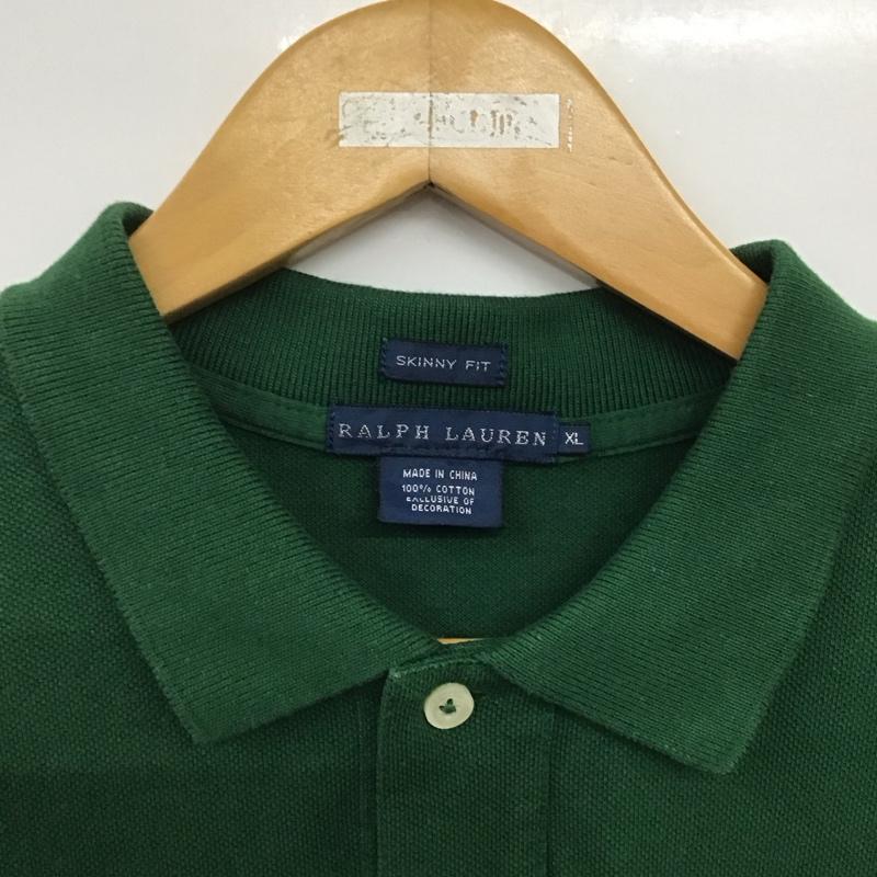 ラルフローレン RALPHLAUREN ポロシャツ 半袖 半袖ポロシャツ カラーシャツ 半袖カットソー XL ロゴ、文字 緑 / グリーン /  メンズ USED 古着 中古 10145525