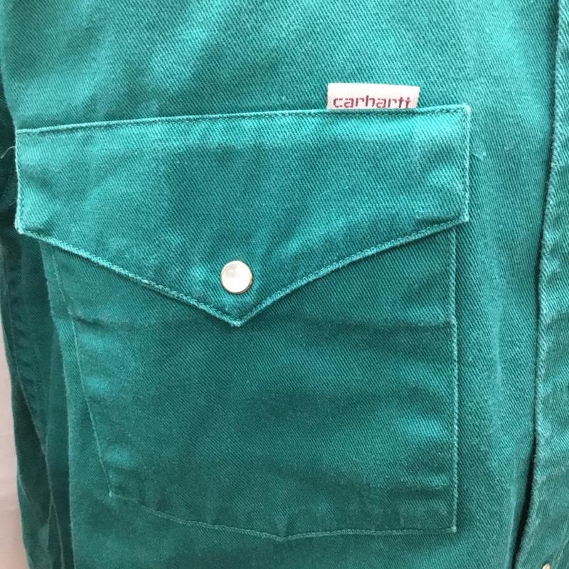カーハート Carhartt シャツ、ブラウス 長袖 長袖シャツ カラーシャツ ポケットシャツ 長袖カットソー ロゴ、文字 緑 / グリーン /  メンズ USED 古着 中古 10115024