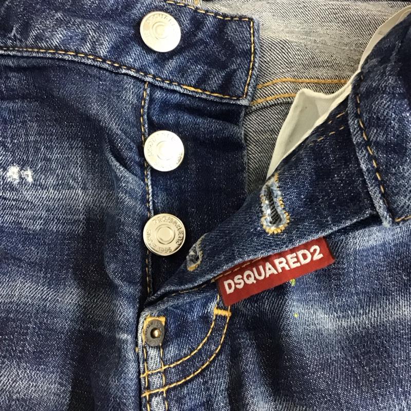 ディースクエアード2 DSQUARED2 パンツ デニム、ジーンズ デニムパンツ スリムパンツ ストレッチパンツ ジーンズ 34 ダメージ加工 インディゴ / インディゴ /  レディース USED 古着 中古 10115983