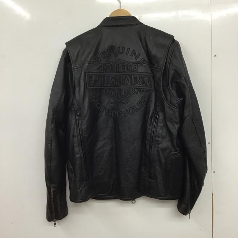 ハーレーダビッドソン Harley-Davidson ジャケット、上着 レザージャケット シングルライダースジャケット L ロゴ、文字 黒 / ブラック /  メンズ USED 古着 中古 10133569