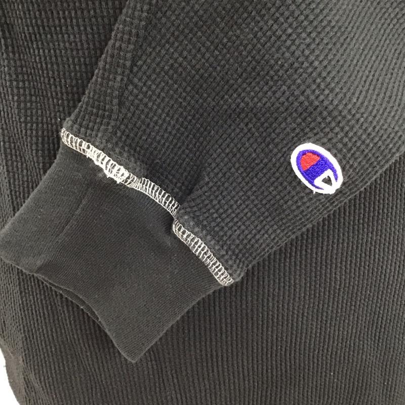 チャンピオン Champion カットソー 長袖 長袖カットソー ヘンリーネックカットソー ロングスリーブカットソー プリントTシャツ M ロゴ、文字 黒 / ブラック /  メンズ USED 古着 中古 10119008