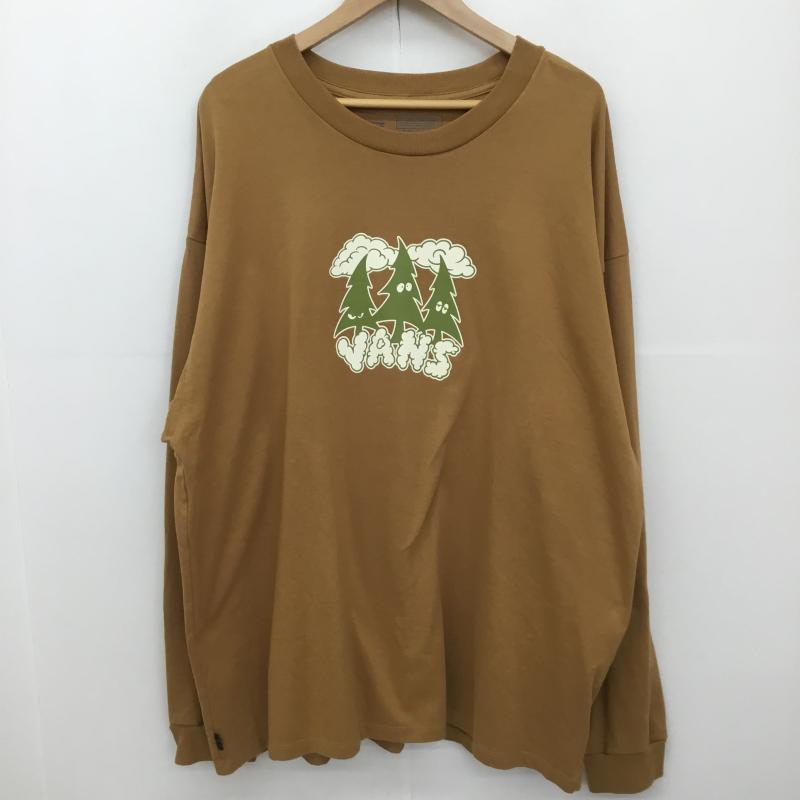 バンズ VANS Tシャツ 長袖 VANS OFF THE WALL SKATE CLASSICS LONG SLEEVE T-SHIRT-BONE BROWN XL ロゴ、文字 X プリント 茶 / ブラウン /  メンズ USED 古着 中古 10127553