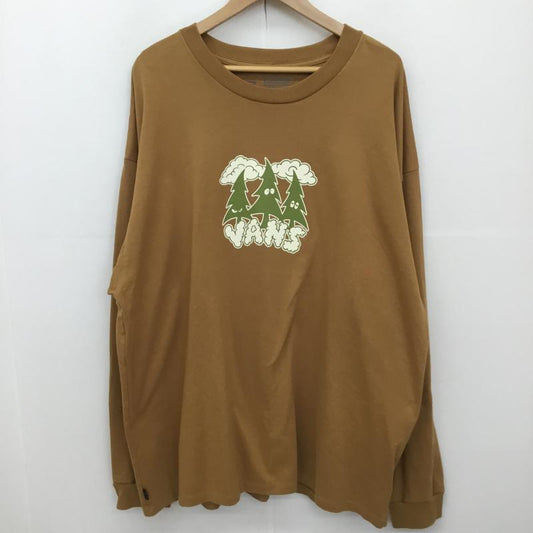 バンズ VANS Tシャツ 長袖 VANS OFF THE WALL SKATE CLASSICS LONG SLEEVE T-SHIRT-BONE BROWN XL ロゴ、文字 X プリント 茶 / ブラウン /  メンズ USED 古着 中古 10127553