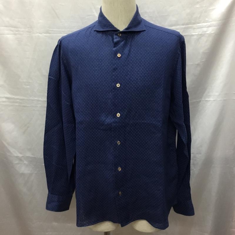 カマクラシャツ 鎌倉シャツ シャツ、ブラウス 長袖 長袖シャツ カラーシャツ ポケットシャツ 長袖カットソー L 総柄 紺 / ネイビー /  メンズ USED 古着 中古 10119402