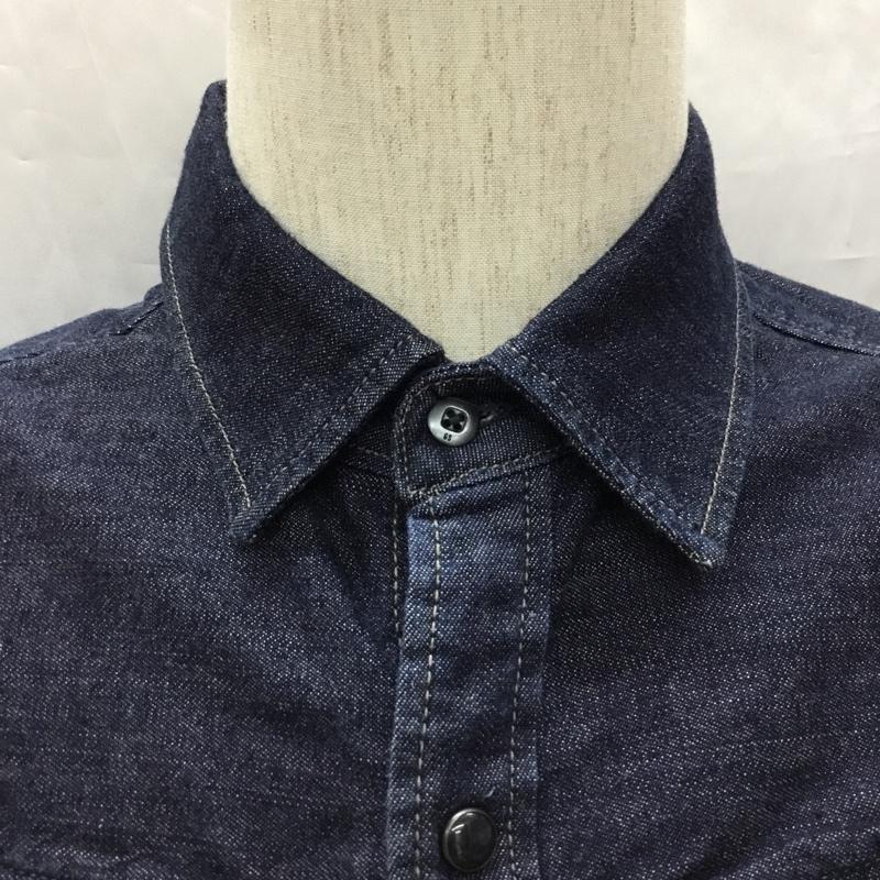 ジースターロゥ G-STAR RAW シャツ、ブラウス 長袖 83602C デニムシャツ M ロゴ、文字 インディゴ / インディゴ /  メンズ USED 古着 中古 10109253