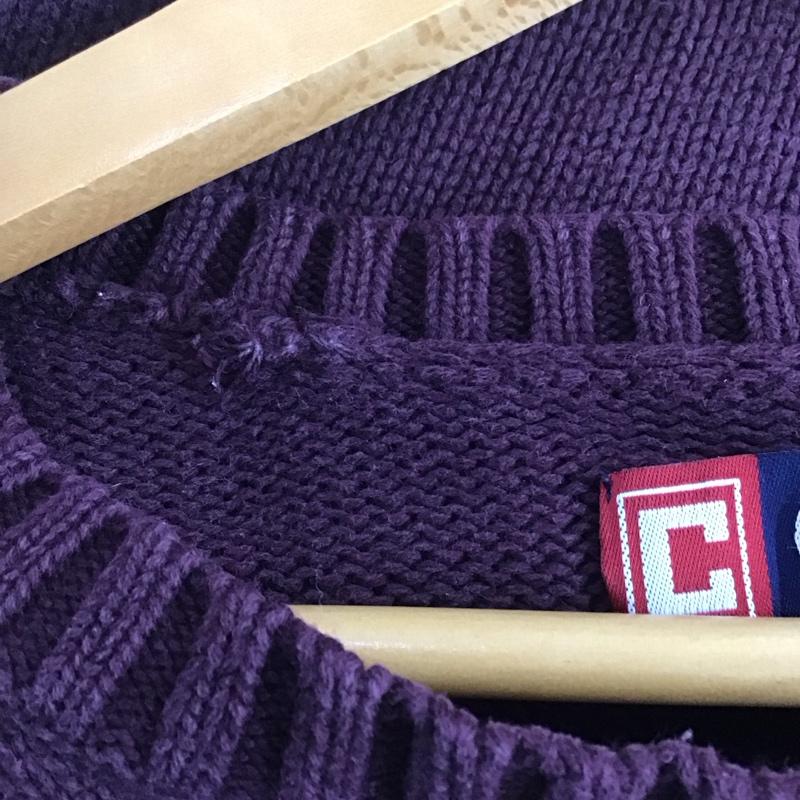 チャップス CHAPS ニット、セーター 長袖 長袖ニットカットソー クルーネック セーター XL ロゴ、文字 えんじ / ワインレッド /  メンズ USED 古着 中古 10143151