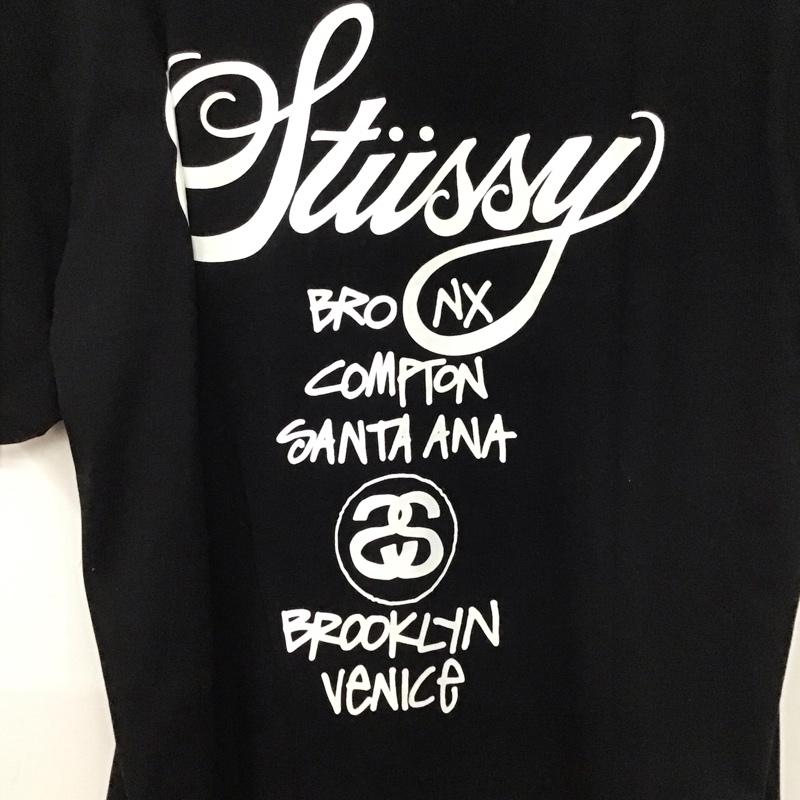 ステューシー STUSSY Tシャツ 半袖 半袖カットソー プリントTシャツ クルーネックカットソー L ロゴ、文字 黒 / ブラック /  メンズ USED 古着 中古 10136246