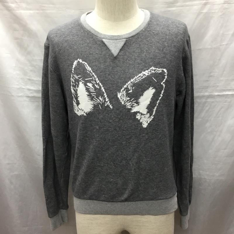 キツネティー Kitsune  Tee トレーナー 長袖 S プリント 灰 / グレー /  メンズ USED 古着 中古 10121823