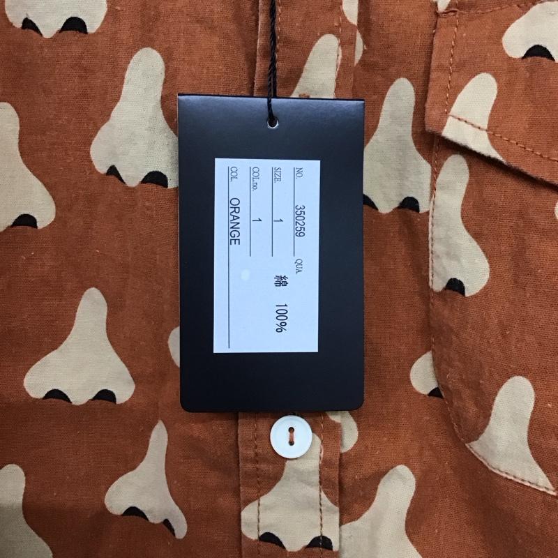 ゴースローキャラバン go slow caravan シャツ、ブラウス 長袖 350259 鼻柄 1 プリント 橙 / オレンジ /  メンズ USED 古着 中古 10142923