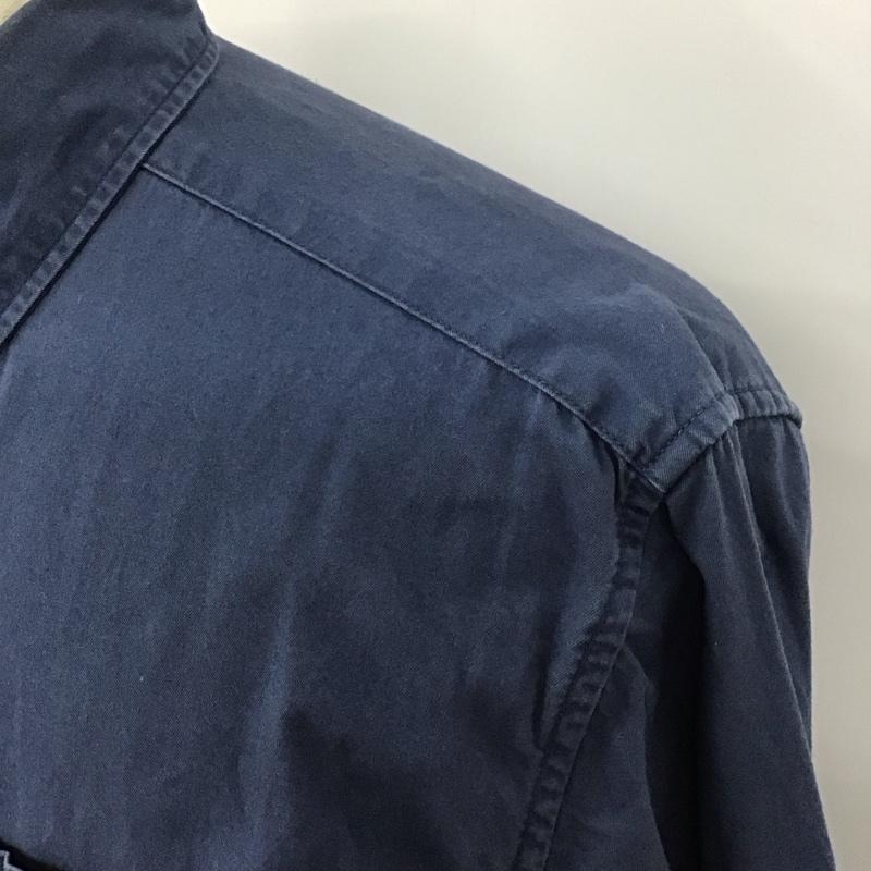 エディーバウアー Eddie Bauer シャツ、ブラウス 長袖 長袖シャツ カラーシャツ ポケットシャツ 長袖カットソー ボタンダウンシャツ M 無地 紺 / ネイビー /  メンズ USED 古着 中古 10122791