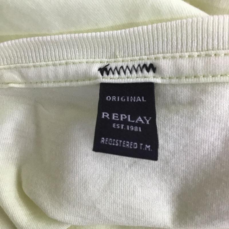 リプレイ REPLAY Tシャツ 半袖 クルーネック L ロゴ、文字 黄 / イエロー /  メンズ USED 古着 中古 10106937