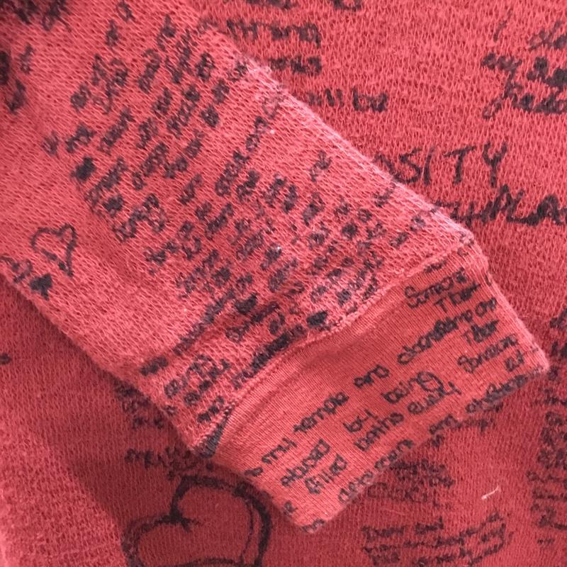 ヒステリックグラマー HYSTERIC GLAMOUR ニット、セーター 長袖 0121CS01 落書きパターン FREE 総柄 えんじ / ワインレッド /  レディース USED 古着 中古 10118044