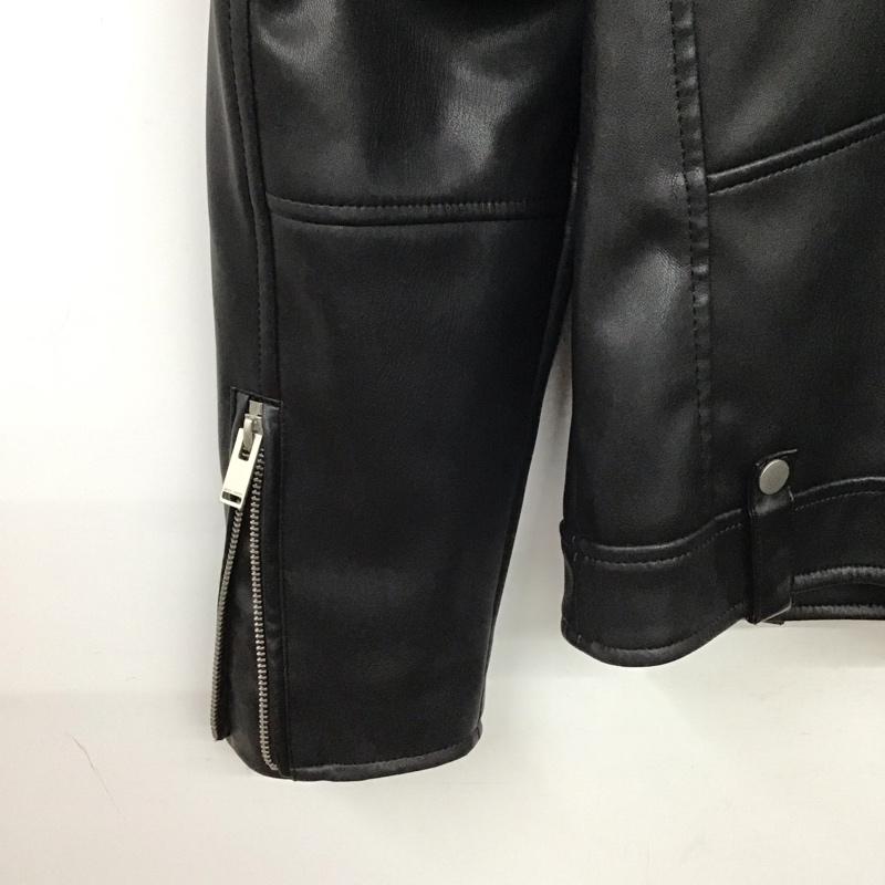 ザラ ZARA ジャケット、上着 ジャンパー、ブルゾン ジップアップ フェイクレザーライダース アウター L 無地 黒 / ブラック /  メンズ USED 古着 中古 10150614