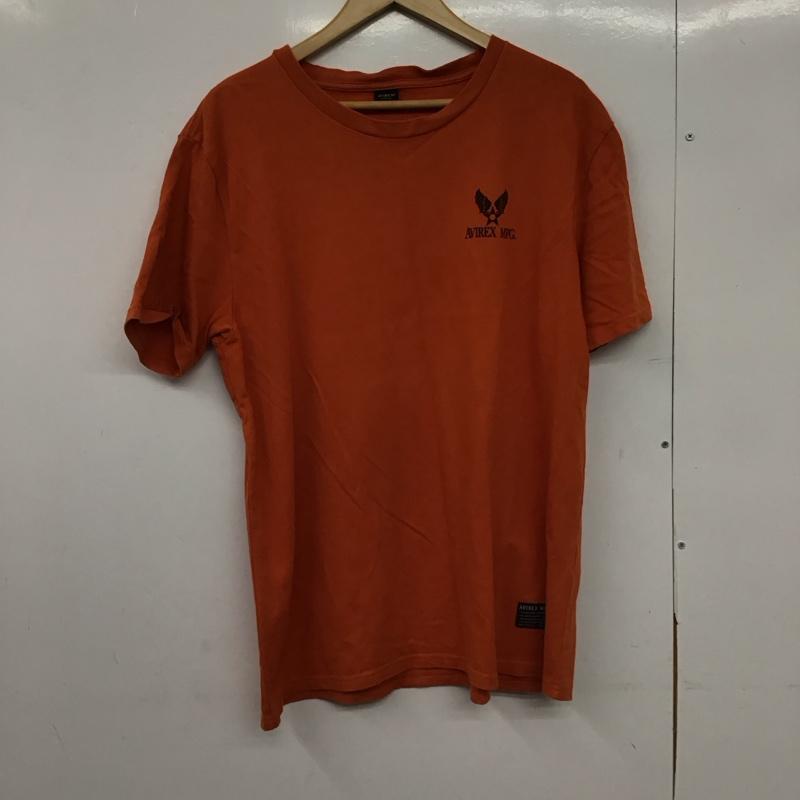 アヴィレックス AVIREX Tシャツ 半袖 半袖カットソー プリントTシャツ クルーネックカットソー XL ロゴ、文字 橙 / オレンジ /  メンズ USED 古着 中古 10150251