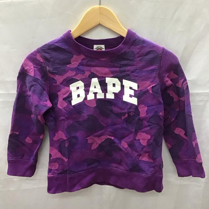 ベイプキッズ BAPEKIDS トレーナー 長袖 長袖トレーナー スウェット 長袖カットソー クルーネックカットソー 120cm ロゴ、文字 紫 / パープル /  ボーイズ USED 古着 中古 10111666