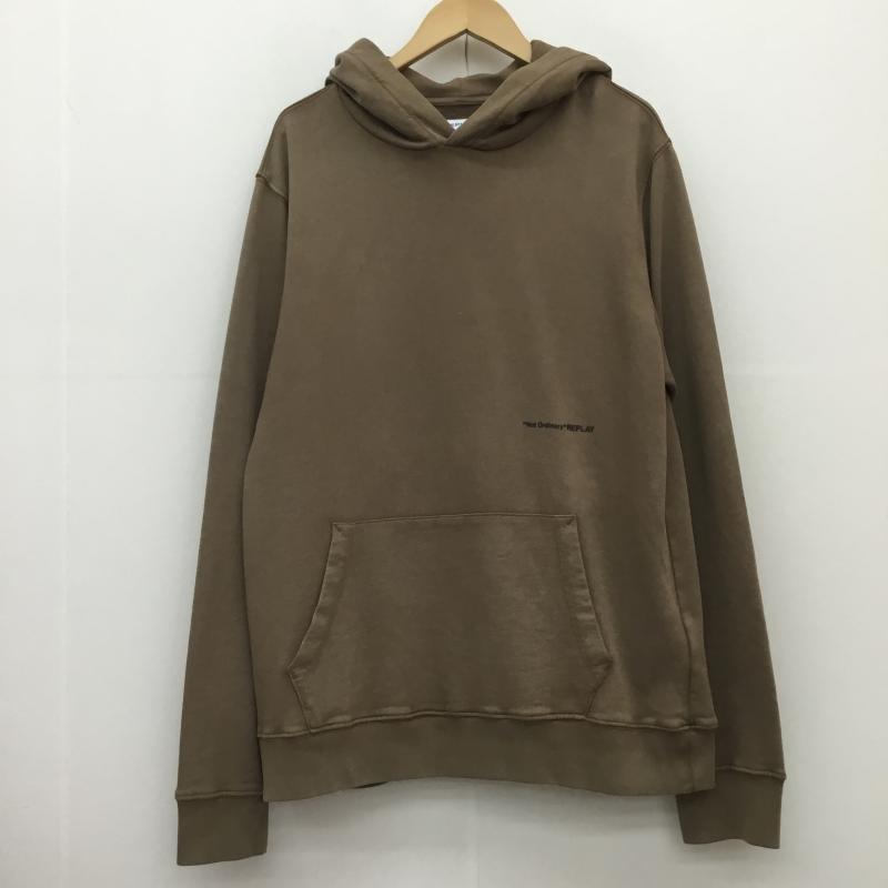 リプレイ REPLAY パーカー 長袖 XL ロゴ、文字 茶 / ブラウン /  メンズ USED 古着 中古 10110709