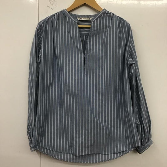 ザラ ZARA シャツ、ブラウス 長袖 M ストライプ 水色 / ライトブルー /  レディース USED 古着 中古 10124783
