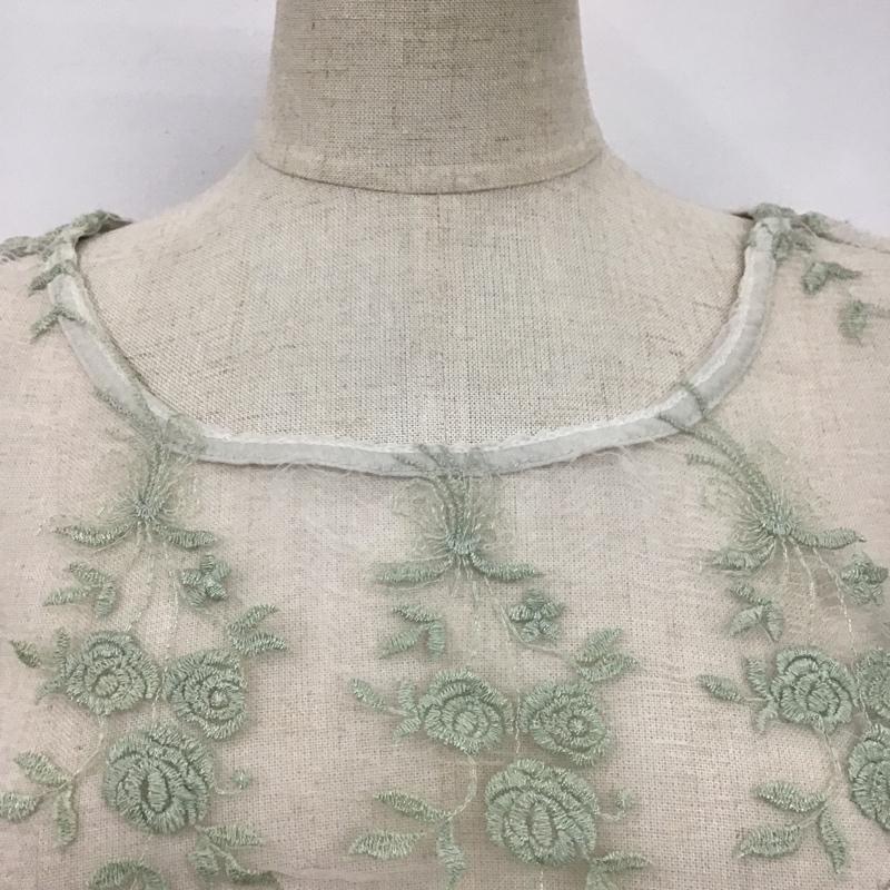エヴリス EVRIS カットソー 半袖 半袖カットソー 総柄 レースカットソー シースルーカットソー FREE 刺繍 緑 / グリーン /  レディース USED 古着 中古 10103915