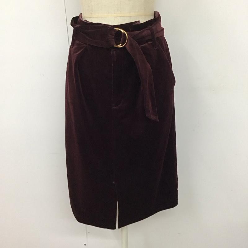 ミスティウーマン mysty woman スカート ひざ丈スカート 133-67322 ベルト付き M 無地 えんじ / ワインレッド /  レディース USED 古着 中古 10118805