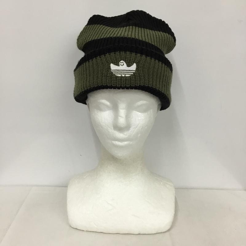 アディダスオリジナルス adidas originals 帽子 ニット帽 JD5167 シュムーフォイル ビーニー マーク・ゴンザレス ワンポイント 黒 / ブラック / X カーキ / カーキ /  メンズ USED 古着 中古 10143662
