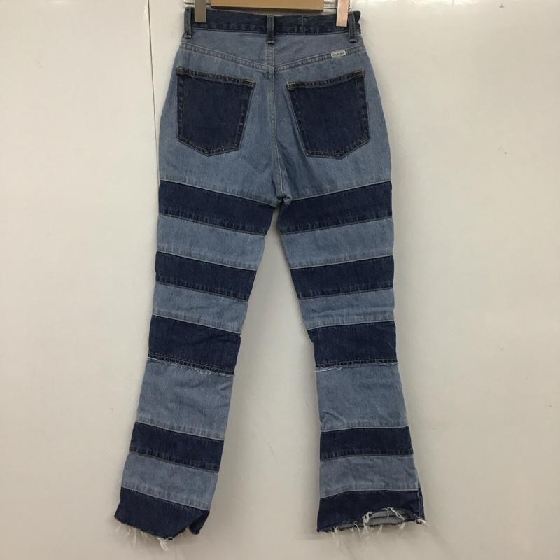 スライ SLY パンツ デニム、ジーンズ 030FSZ12-3310 PATCH WORK FLARE PT パッチワーク フレアパンツ 0 ボーダー柄 インディゴ / インディゴ / X 水色 / ライトブルー /  レディース USED 古着 中古 10107948