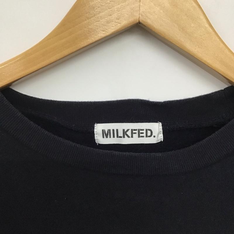 ミルクフェド MILKFED. トレーナー 長袖 長袖トレーナー スウェット クルーネック プルオーバー ONE SIZE ロゴ、文字 紺 / ネイビー /  レディース USED 古着 中古 10142649