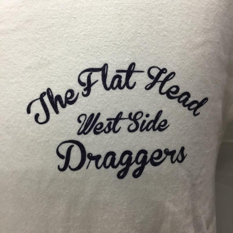 フラットヘッド The Flat Head Tシャツ 半袖 半袖カットソー プリントTシャツ クルーネックカットソー 38 ロゴ、文字 白 / ホワイト /  メンズ USED 古着 中古 10116715