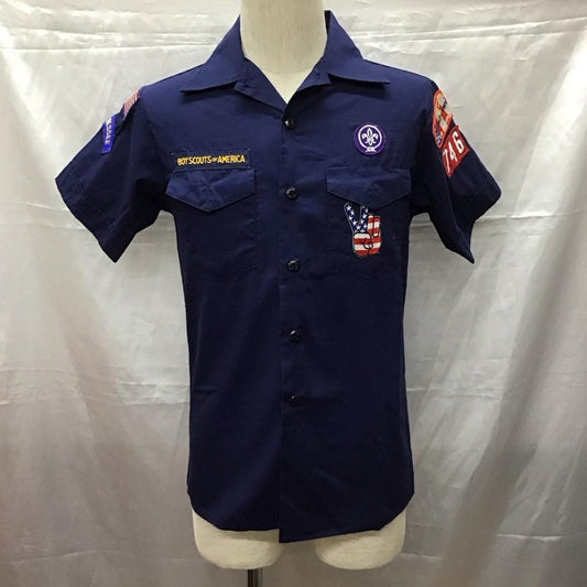 古着 USED シャツ、ブラウス 半袖 半袖シャツ ボーイスカウトシャツ カジュアルシャツ 古着 L ロゴ、文字 紺 / ネイビー /  メンズ USED 古着 中古 10110988