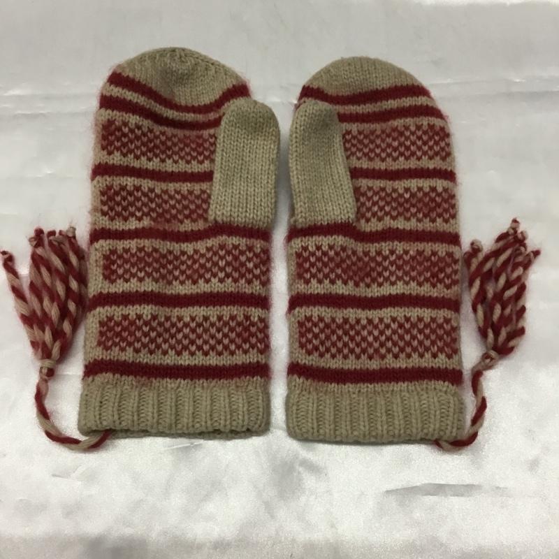 ヴィヴィアンウエストウッド Vivienne Westwood ファッション小物 手袋 ミトン フリンジ レザーパッチ 総柄 ベージュ / ベージュ / X 赤 / レッド /  レディース USED 古着 中古 10109153