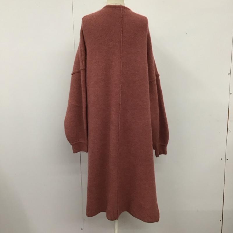 ビームス ハート BEAMS HEART カーディガン 長袖 43-15-0691-213 ロング丈 ドロップショルダー サイドスリット 無地 桃 / ピンク /  レディース USED 古着 中古 10123210