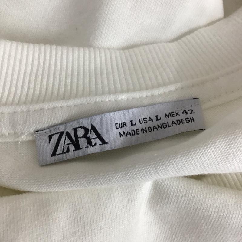 ザラ ZARA カットソー 長袖 長袖カットソー クルーネックカットソー ロングスリーブカットソー プリントTシャツ L 無地 白 / ホワイト /  メンズ USED 古着 中古 10114199