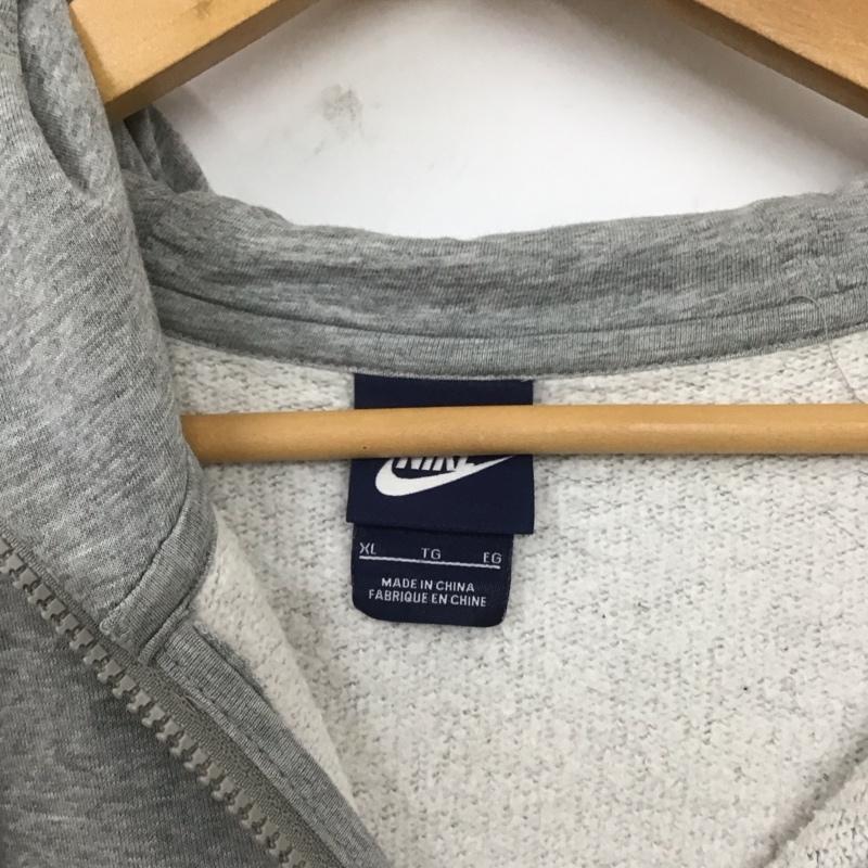 ナイキ NIKE パーカー 長袖 614774-063 ジップアップ 裏起毛 XL ロゴ、文字 灰 / グレー /  メンズ USED 古着 中古 10108332