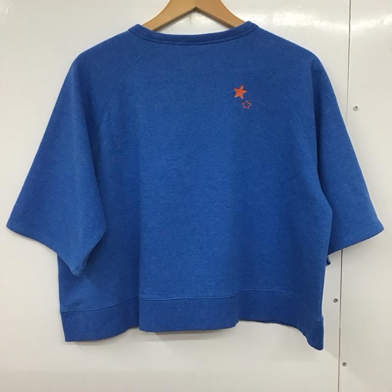 ニコアンド niko and... トレーナー 半袖 無地 X 刺繍 青 / ブルー /  レディース USED 古着 中古 10140699