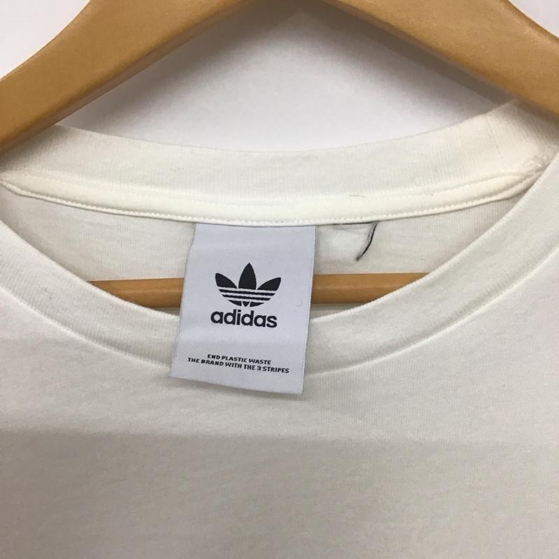 アディダス adidas Tシャツ 長袖 長袖カットソー プリントカットソー クルーネック プリント 白 / ホワイト /  メンズ USED 古着 中古 10140138