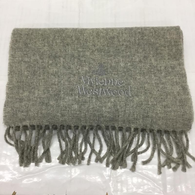ヴィヴィアンウエストウッド Vivienne Westwood マフラー マフラー ウール フリンジ オーブ ロゴ、文字 灰 / グレー /  レディース USED 古着 中古 10119928