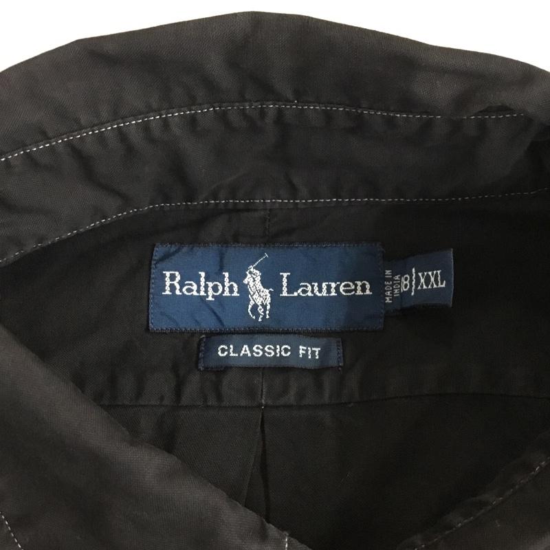 ラルフローレン RALPHLAUREN シャツ、ブラウス 長袖 長袖シャツ カラーシャツ ボタンダウンシャツ 長袖カットソー XXL ロゴ、文字 黒 / ブラック /  メンズ USED 古着 中古 10120845