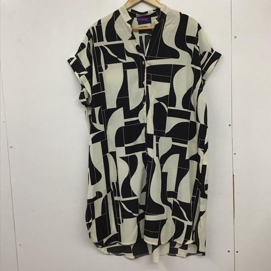 アクシーズファム axes femme ワンピース ロングスカート 半袖ロングワンピース フレアスカート シャツワンピース プリント 白 / ホワイト / X 黒 / ブラック /  レディース USED 古着 中古 10136126