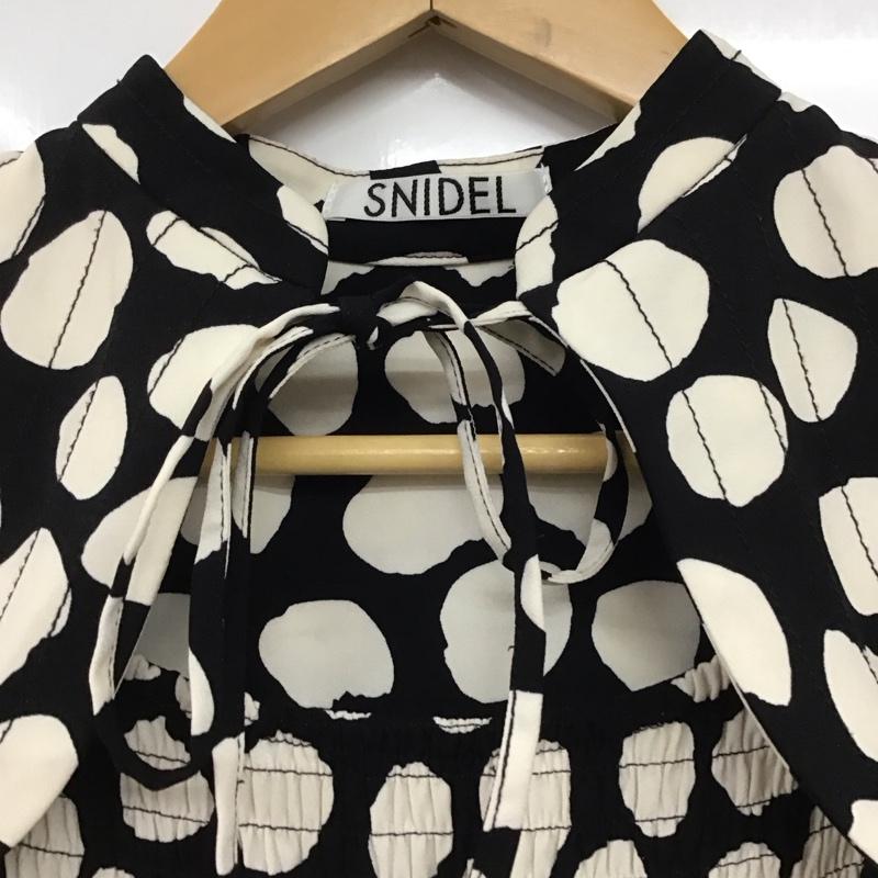 スナイデル SNIDEL ワンピース ロングスカート SWFO215033 7分袖 デコルテオープンロングワンピース フレアスカート アニマル柄 0 ヒョウ柄・レオパード柄 白 / ホワイト / X 黒 / ブラック /  レディース USED 古着 中古 10136002