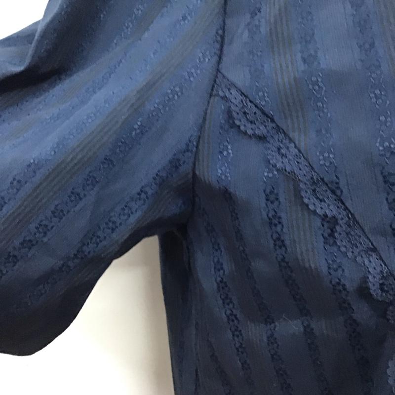 アクシーズファム axes femme シャツ、ブラウス 長袖 TY91X71 フリルブラウス L ストライプ 紺 / ネイビー /  レディース USED 古着 中古 10112366