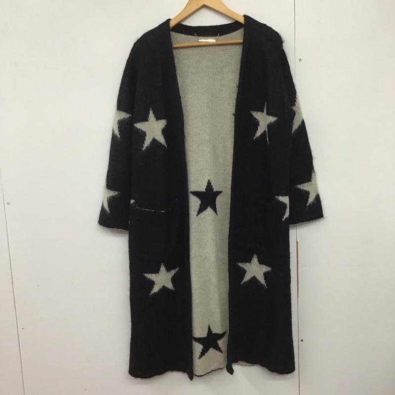 ミラオーウェン Mila Owen カーディガン 長袖 長袖ニットカーディガン 前開ニット ロングカーディガン 0 ロゴ、文字 黒 / ブラック /  レディース USED 古着 中古 10142454