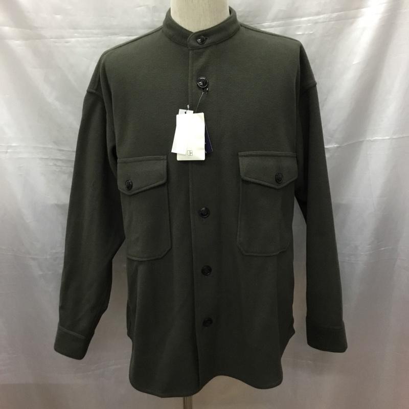 インヘリット INHERIT シャツ、ブラウス 長袖 20-011-720-6004-4-0 バンドカラー TECWOOL タグ付き M 無地 カーキ / カーキ /  メンズ USED 古着 中古 10114801