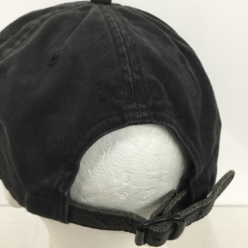 ポロラルフローレン POLO RALPH LAUREN 帽子 キャップ コットン レザー ONE SIZE ワンポイント 黒 / ブラック /  メンズ USED 古着 中古 10144303