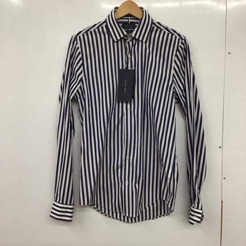 ザラメン ZARA MAN シャツ、ブラウス 長袖 長袖シャツ ストライプシャツ カラーシャツ S ストライプ 白 / ホワイト / X 紺 / ネイビー /  メンズ USED 古着 中古 10135478