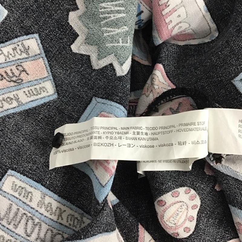 ザラ ZARA ワンピース ミニスカート M プリント 黒 / ブラック /  レディース USED 古着 中古 10142925