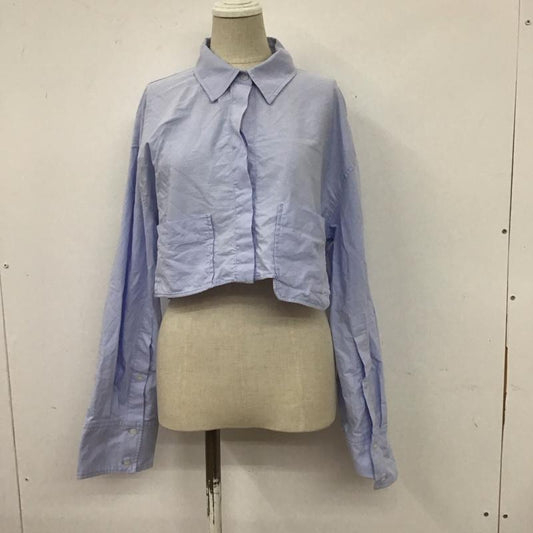 ザラ ZARA シャツ、ブラウス 長袖 長袖シャツ ショート丈シャツ カラーシャツ カジュアルシャツ M 無地 水色 / ライトブルー /  レディース USED 古着 中古 10107086